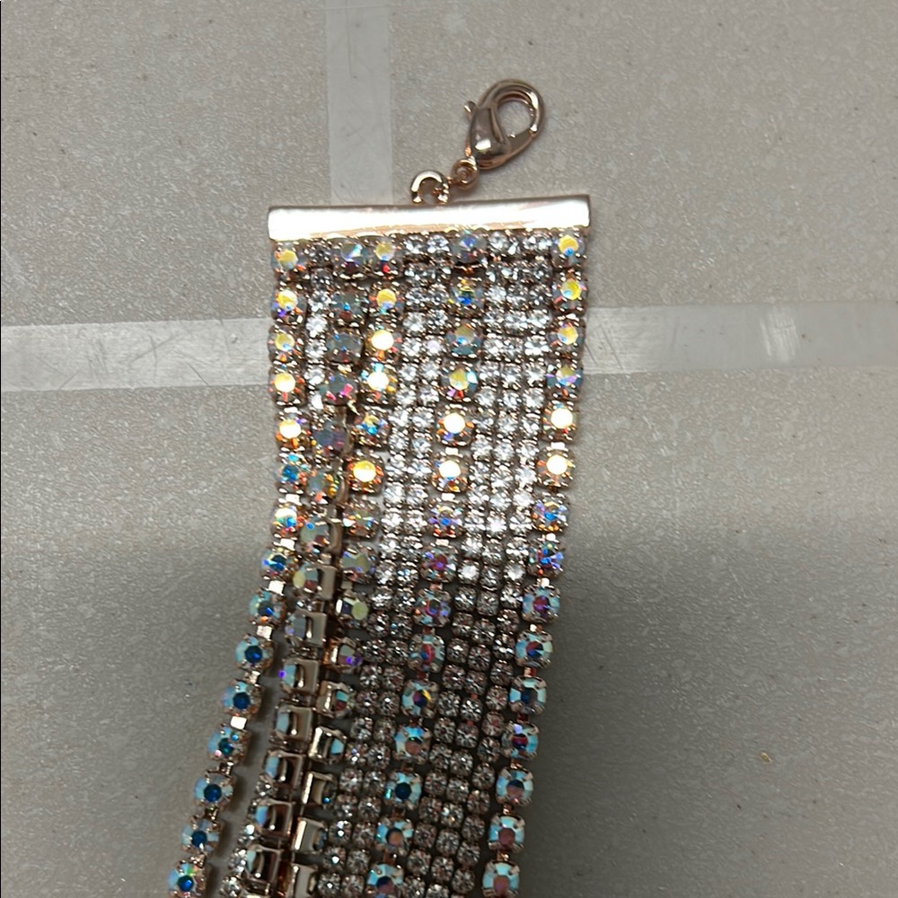 NEW Callura gold tone 10-row bracelet with Swarovski crystals